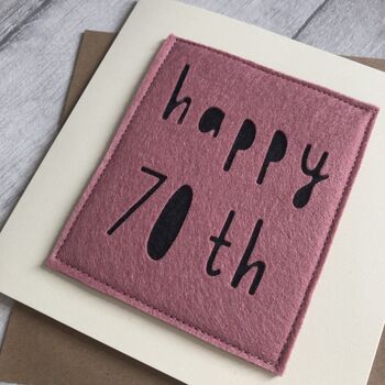 Happy 70th Birthday Felt Milestone Card, 5 of 5