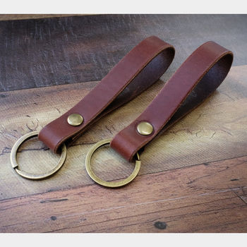 Set Of Two Personalised Italian Leather Keyrings By Hide & Home ...