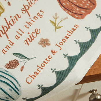 Personalised Autumn Pumpkin Tea Towel, 4 of 4
