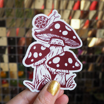 Fairy Tale Mushroom Toadstool Vinyl Sticker, 6 of 6