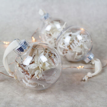 Bauble Of Dried Flowers 'Selene' White Tree Decoration, 6 of 6