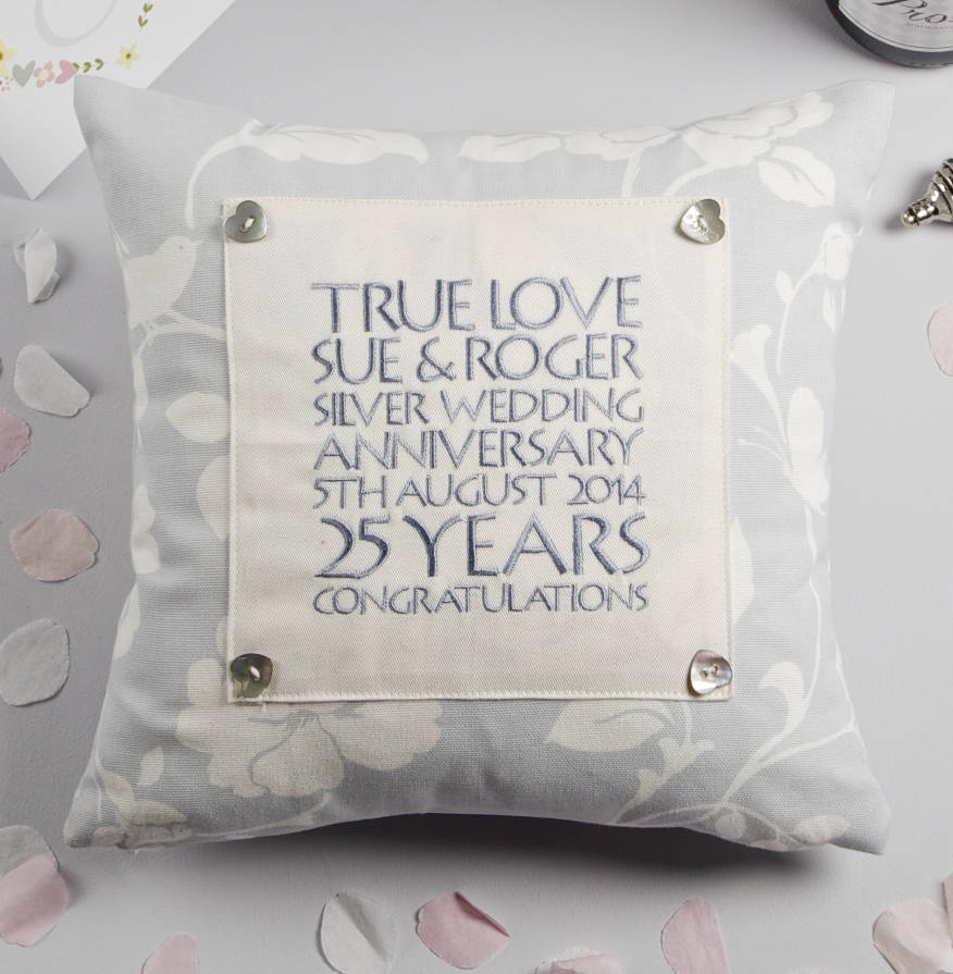personalised anniversary and wedding cushions by the alphabet gift shop