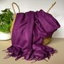 Super Soft Plain Pashmina Tassel Scarf In Purple, thumbnail 1 of 4