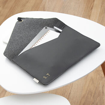 Monogrammed Vegan Leather Laptop Sleeve, 2 of 6