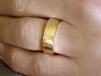 Hammered Effect Wedding Band In 9ct Yellow Gold, 3 of 3