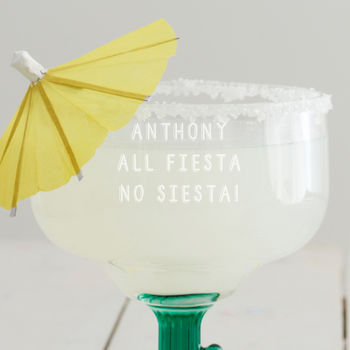 Personalised ‘All Fiesta’ Cactus Margarita Glass, 3 of 5