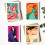 Woman In Green Blank Greetings Card, thumbnail 3 of 3