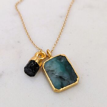 The Duo Emerald Necklace, Gold Plated, 4 of 12