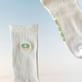 Matcha Union Embroidered Socks, 3 of 3