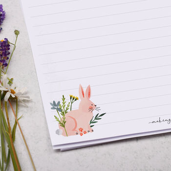 A4 Letter Writing Paper With Cute Bunny And Flowers, 2 of 4
