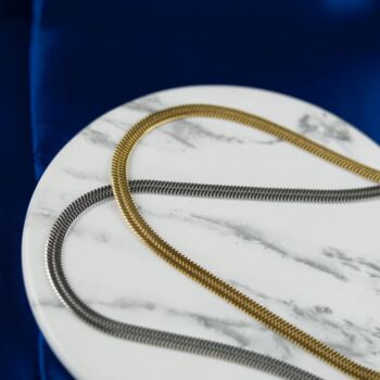 Stainless Steel Gold Flat Snake Layering Necklace, 6 of 7