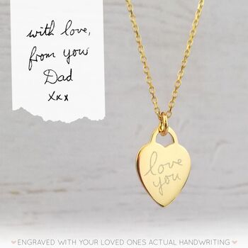 Yellow Gold Handwriting Mini Heart Necklace, 2 of 7