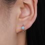 Sterling Silver Delicate Opal Droplet Huggie Hoop Earrings, thumbnail 2 of 11