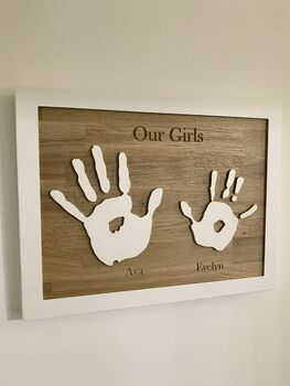 Personalised Family Handprints Solid Oak Wall Hanging, 8 of 12