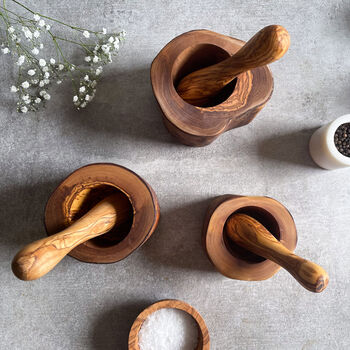 Natural Olive Wood Pestle And Mortar, 3 of 9