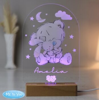 Personalised Tiny Tatty Teddy Wooden Based LED Light, 2 of 4