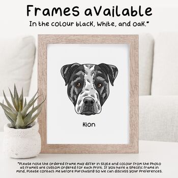 Staffie Dog Face Portrait Flower Print With Name, 5 of 9