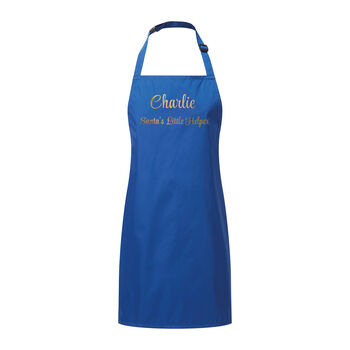 Personalised Santa's Helper Kids Blue Waterproof Apron, 6 of 11