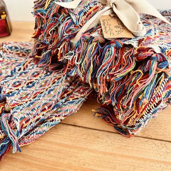 Hand Loomed Recycled Soft Rainbow Blanket Sofa Throw, 7 of 12