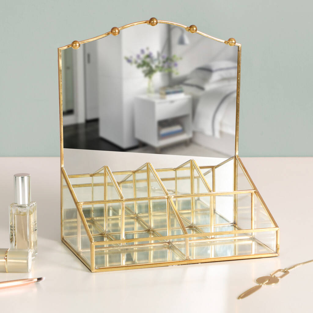 Gold Jewellery Organiser With Mirror By Dibor  notonthehighstreet.com