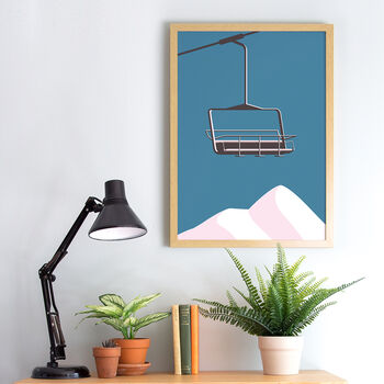 Personalised Ski Lift And Mountains Art Print, 6 of 6