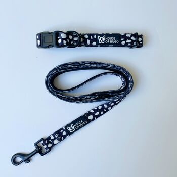 Black White Dotty Spot Puppy Dog Collar And Lead Set, 3 of 7