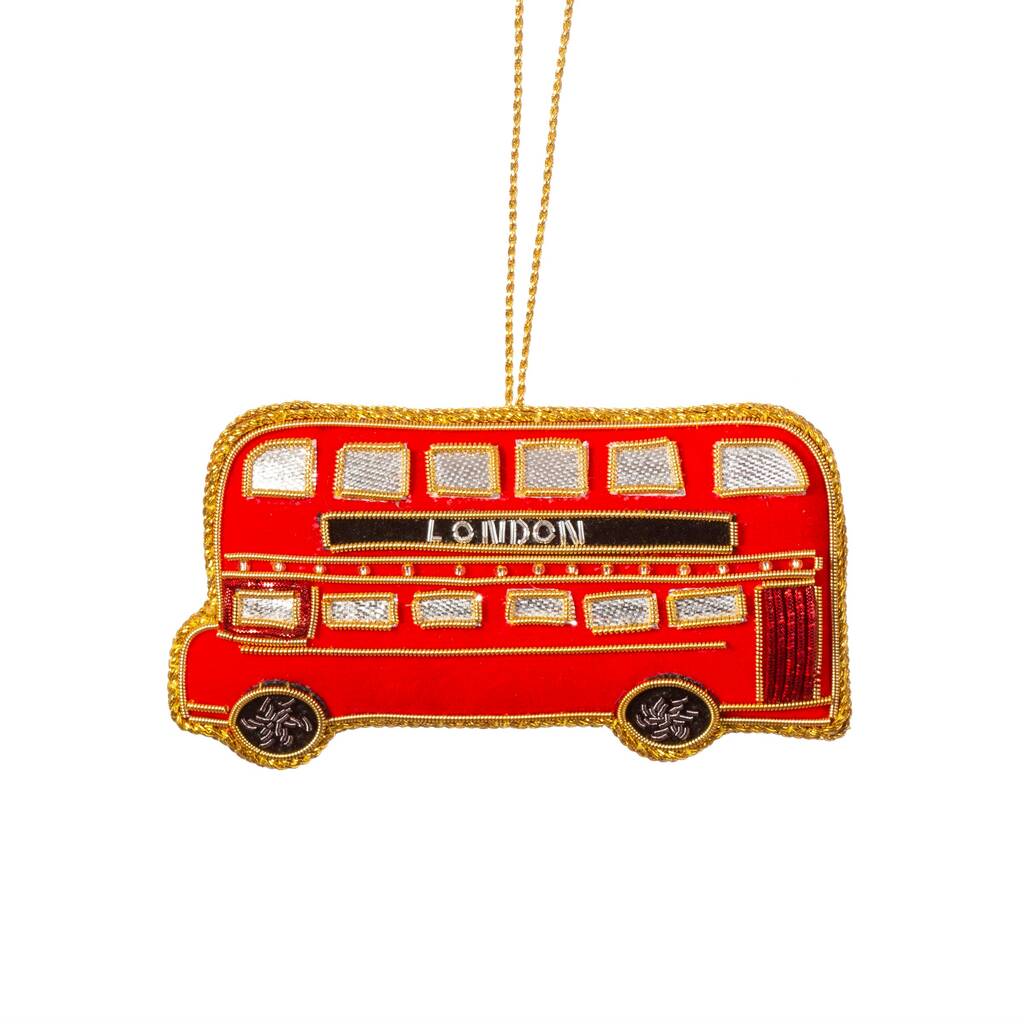 Zari Embroidery London Bus Christmas Tree Decoration By Postbox Party Notonthehighstreet Com