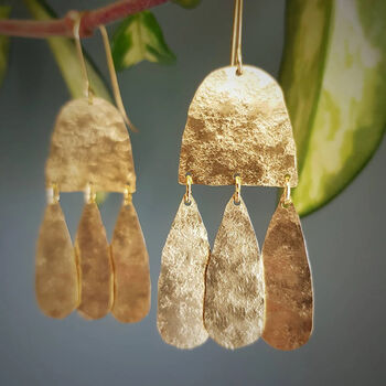 'Tempest Pluviam' Ethical Hand Beaten Brass Earrings, 3 of 6