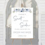 Wedding Choose A Seat Sign Winter Blue Floral, thumbnail 1 of 5