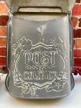 Distressed Grey Zinc Postbox – Wall Mounted Letter Box, 5 of 9