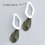 Silver Matte Forest Green Abstract Earrings In A Box, thumbnail 2 of 6