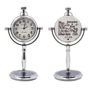 Personalised 29th Anniversary Silver Colour Desk Clock, 3 of 12
