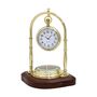 Personalised Brass Colour Desk Clock With Compass, thumbnail 1 of 12