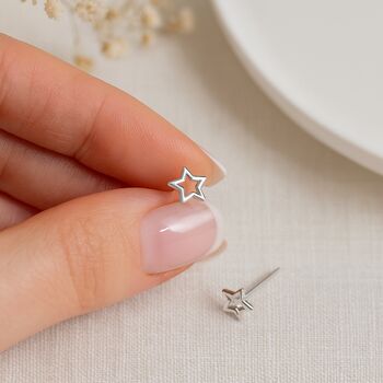 Sterling Silver Cut Out Star Stud Earrings – 5mm, 2 of 9