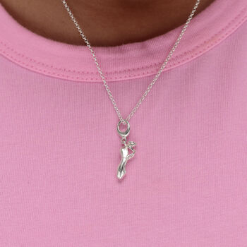 Sterling Silver Pointe Ballet Shoe Charm Necklace, 2 of 9