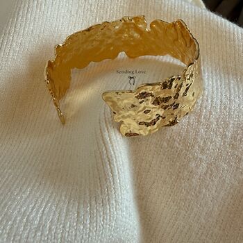 Handcrafted Gold Statement Bracelet Bangle Gift For Her, 6 of 7