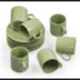 Set Of Four Porcelain Espresso Cup And Saucer Green, thumbnail 6 of 7