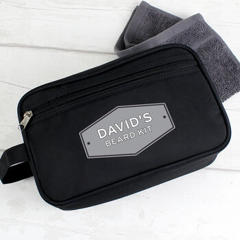 Personalised Black Wash Bag Gift For Him, 2 of 2