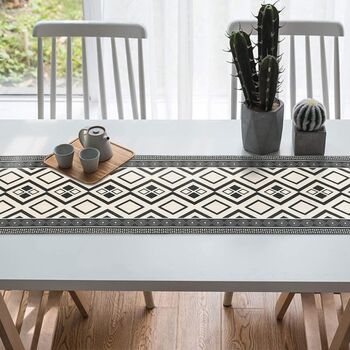 Table Runner Dining Table Geometric Design With Tassels, 4 of 7