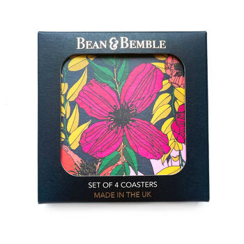 Blooms Navy Coasters Box Set Round Heat Resistant, 8 of 8
