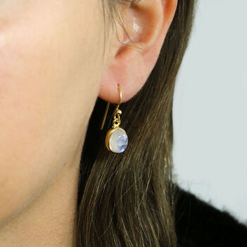 Gold Plated Moonstone Oval Earrings, 2 of 7