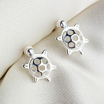 Sterling Silver Tiny Turtle Stud Earrings, 3 of 6