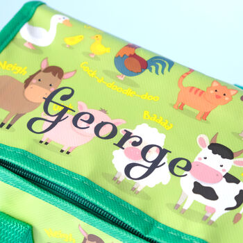 Personalised Farm Animals Green Lunch Bag, 3 of 6