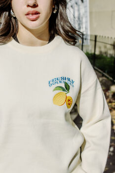 Cream Lemon Embroidered Knit Jumper, 6 of 8