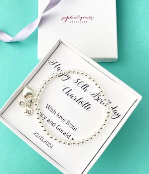 Personalised 30th Birthday Bracelet With Heart, 2 of 5