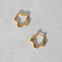 Star Shaped Gold Non Tarnish Hoop Earrings, thumbnail 3 of 4