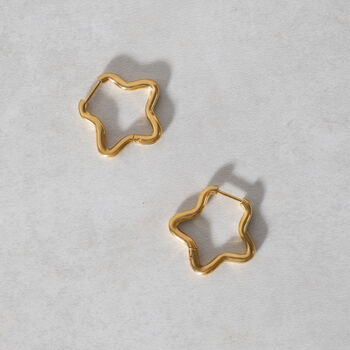 Star Shaped Gold Non Tarnish Hoop Earrings, 3 of 4