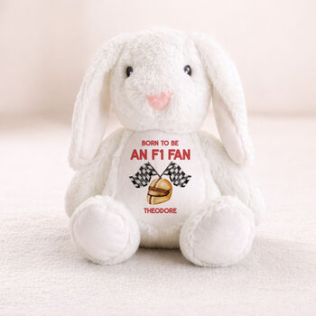 Personalised F1 Fan Bunny Plush Gift, 2 of 3