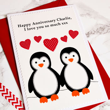 'Penguins' Personalised Anniversary Card, 2 of 3