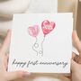 Personalised 1st Anniversary Heart Balloon Couple Card, thumbnail 1 of 7